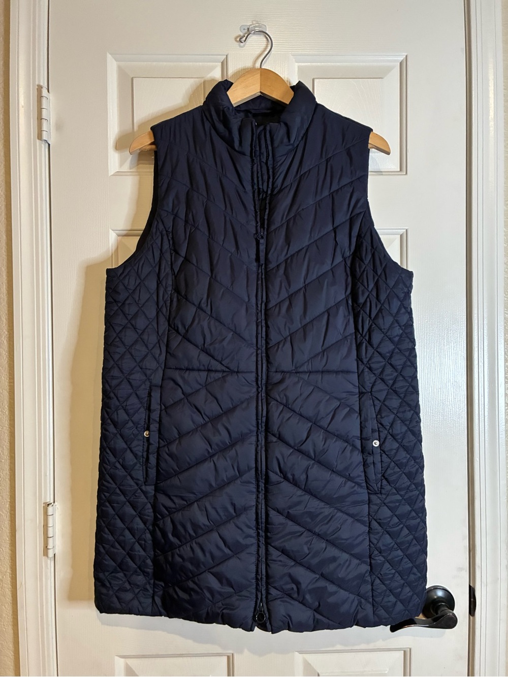 Talbots Navy Quilted Sleeveless Puffer Vest